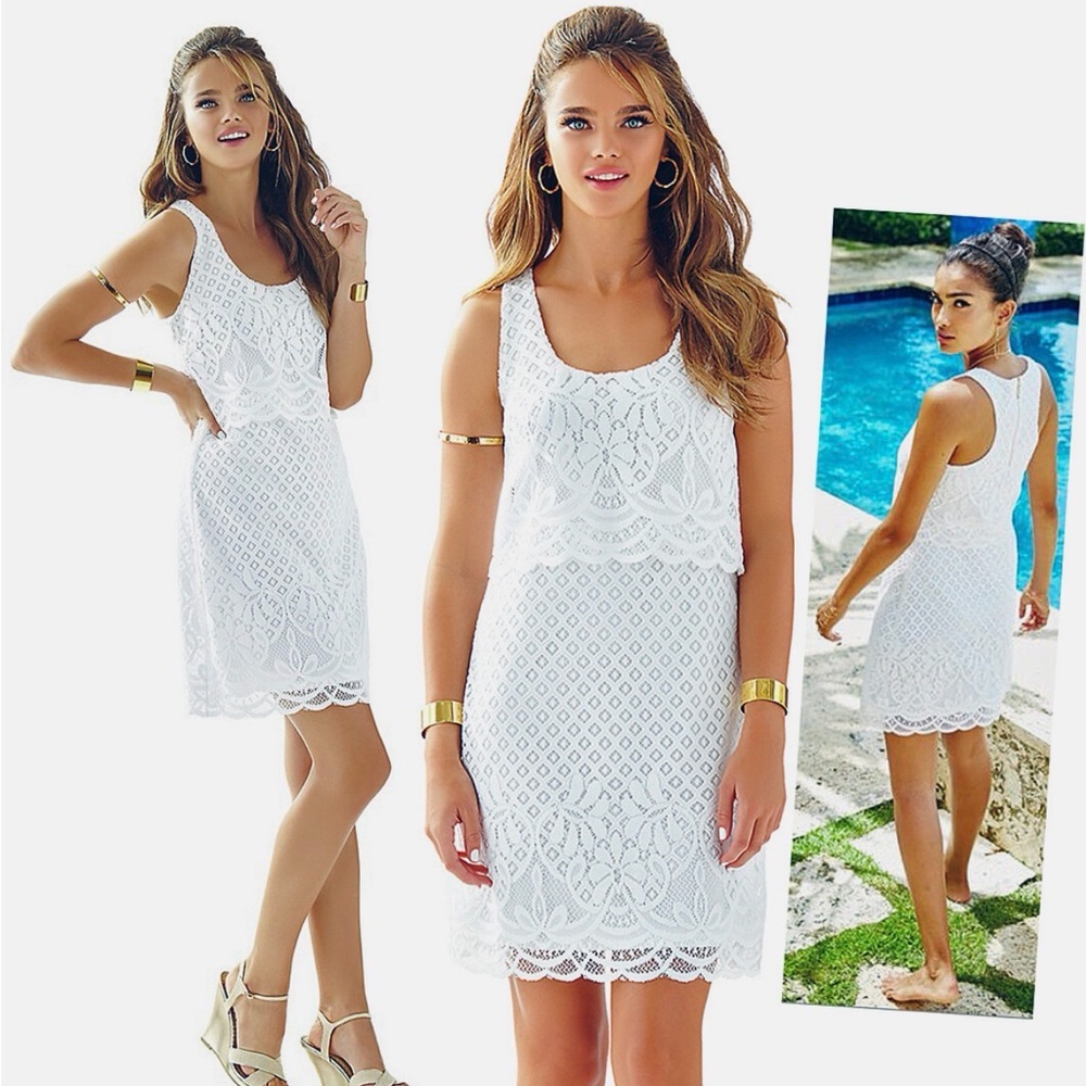 Lilly Pulitzer Stelle Resort White Paradise Island Engineered Lace Dress